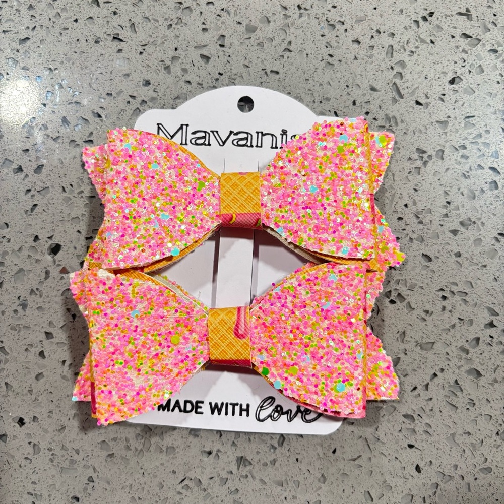 Mavani Sparkling Pink Hair Bows